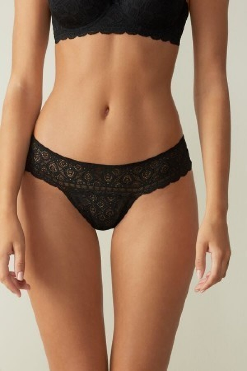 Black Intimissimi Lace Brazilian | ACAWC44196